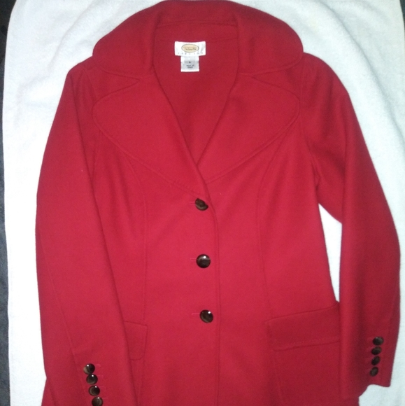 🆕Talbots | 100% Wool Light Peacoat In Red Women's Size 6 Petite Womens Red Coat - Picture 3 of 15